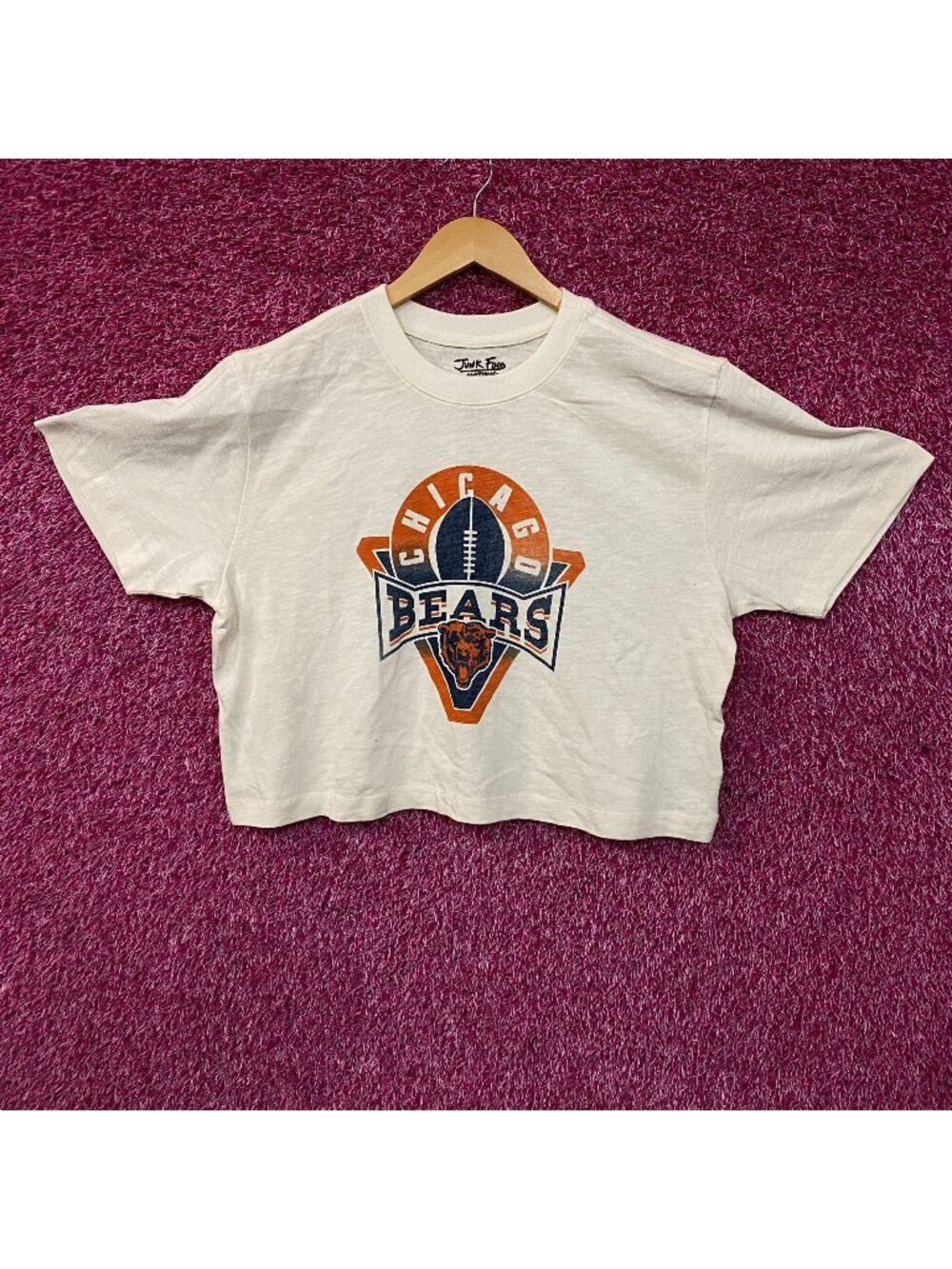 Junk Food Clothing Women's NFL Chicago Bears Mock Neck Crop Tee Large